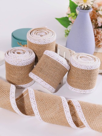 1 rollo Cinta de envoltura de regalo ribete con encaje regalo envase moderno de tela para casa