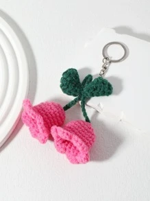 1入組女士勾織花朵掛飾可愛鑰匙圈適用於鑰匙裝飾用品 - 彩色 - 查看 2