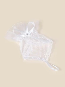 Women Rhinestone & Bow Decor Fashionable Fingerless Gloves For Party - White - View 3