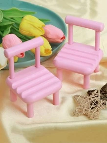 1入組迷你椅子設計照相亭道具，派對用現代素色塑料照相亭配件 - 粉色 - 查看 1