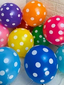 5pcs Rubber Balloon, Modern Polka Dot Pattern Balloon For Party - Multicolor - View 7