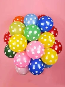 5pcs Rubber Balloon, Modern Polka Dot Pattern Balloon For Party - Multicolor - View 1