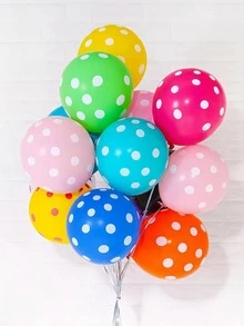 5pcs Rubber Balloon, Modern Polka Dot Pattern Balloon For Party - Multicolor - View 2