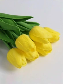 3 Hoa Tulip Nhân Tạo Mini Màu Vàng Cho Đám Cưới/Nhà/Trang Trí Tiệc, Hoa Tulip Giả - Màu vàng - Xem 3