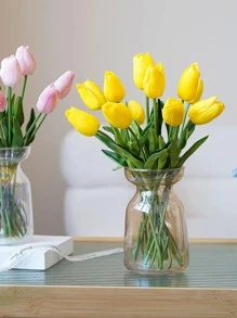 3 Hoa Tulip Nhân Tạo Mini Màu Vàng Cho Đám Cưới/Nhà/Trang Trí Tiệc, Hoa Tulip Giả - Màu vàng - Xem 4