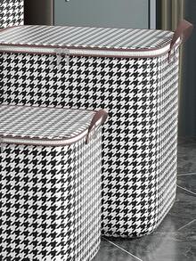 1pc Houndstooth Pattern Clothes Storage Bag, Modern Non-Woven Fabric Quilt Storage Bag For Home  Decorations   Autumn Decor Festival Decor Room Decor Home Decor Fall Decor Bedroom Decor - Black and White - View 4