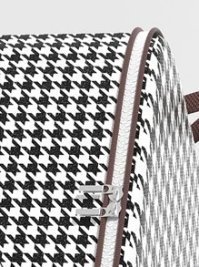 1pc Houndstooth Pattern Clothes Storage Bag, Modern Non-Woven Fabric Quilt Storage Bag For Home  Decorations   Autumn Decor Festival Decor Room Decor Home Decor Fall Decor Bedroom Decor - Black and White - View 5