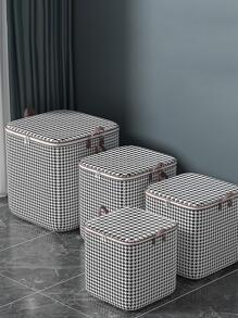 1pc Houndstooth Pattern Clothes Storage Bag, Modern Non-Woven Fabric Quilt Storage Bag For Home  Decorations   Autumn Decor Festival Decor Room Decor Home Decor Fall Decor Bedroom Decor - Black and White - View 1