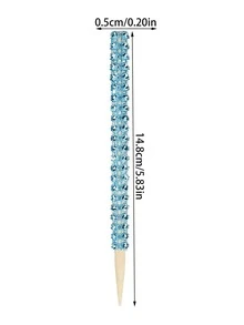 5pcs Rhinestone Decor Candy Apple Wood Stick - Blue - View 6