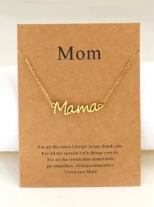 1 pieza Collar con colgante de acero inoxidable con la letra MAMA para el Día de la Madre, regalo personalizado - Dorado - Ver 1