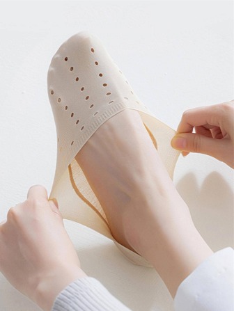 1雙女性素色透氣時尚船襪適用於日常