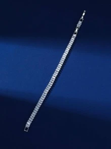 Hihho 1入組魅力四射方晶鋯石裝飾手環適合女士適用於約會禮物 - 銀色 - 查看 5