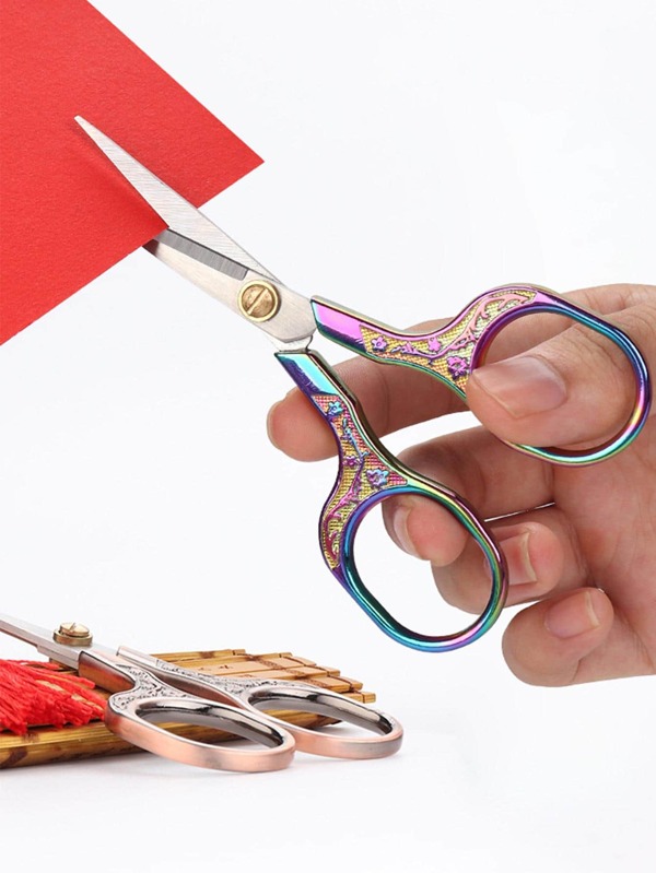 1pc Modern Stainless Steel Scissor, Vintage Design Sewing Scissor For