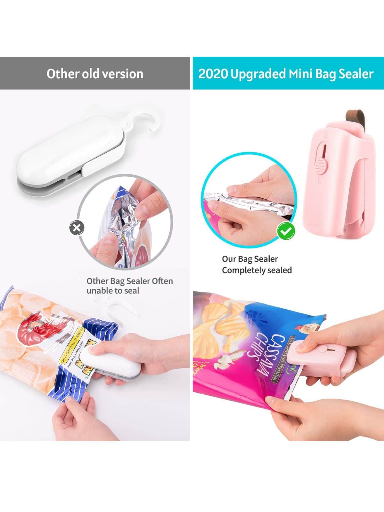 Mini Bag Sealer, 2 in 1 Portable Heat Sealer and Cutter, Chip Bag Food