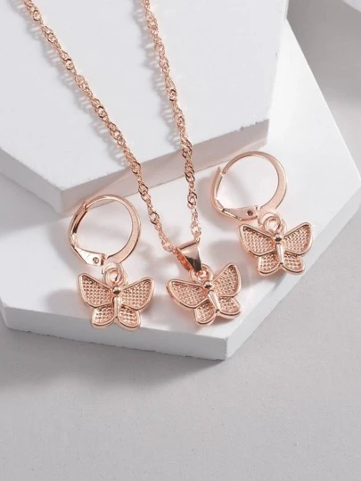 3入組蝴蝶裝飾首飾套裝