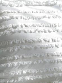 1pc Striped Floral Decorative Pillowcase - White - View 6