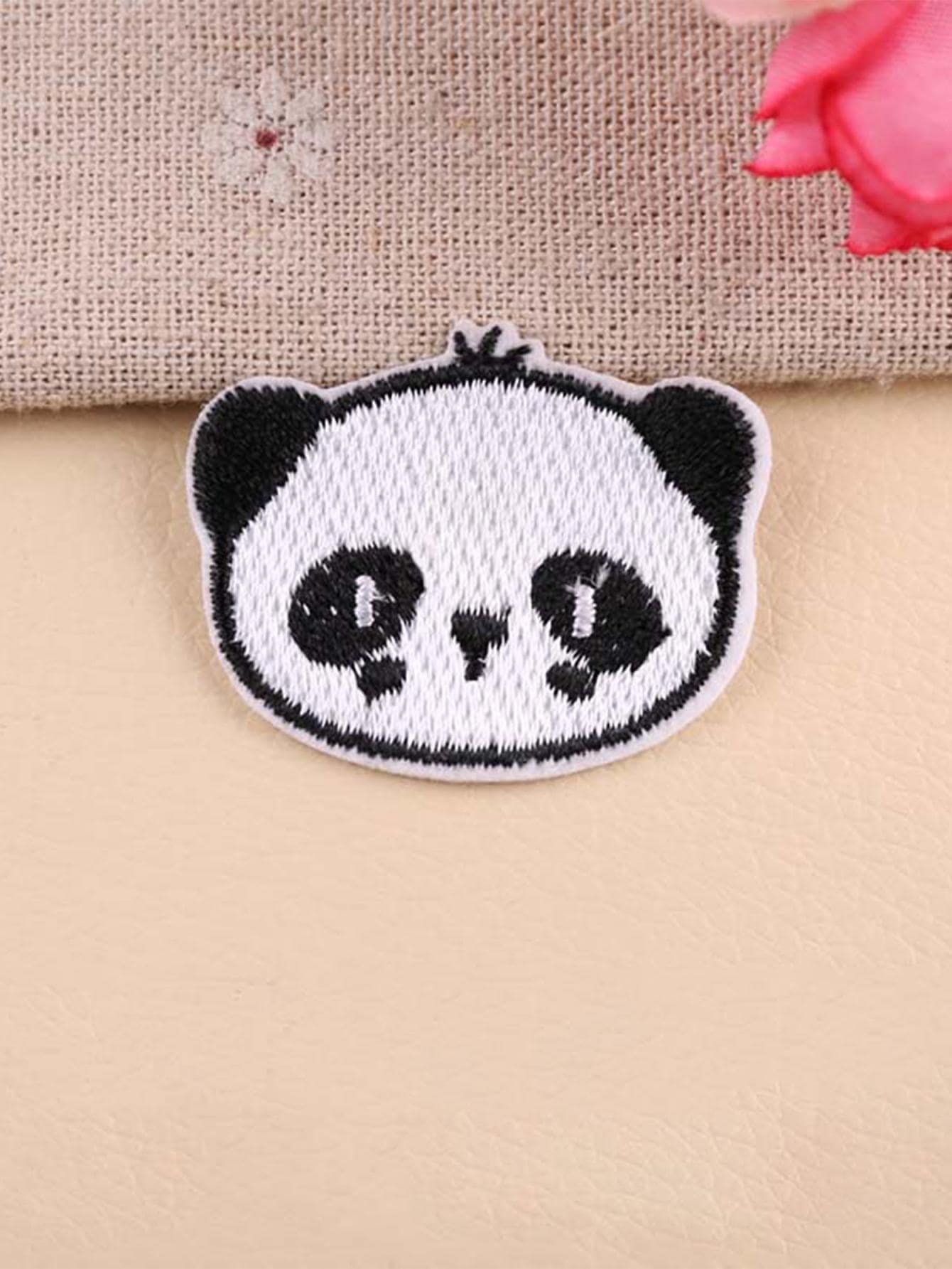 1pc Panda Embroidered Patch Sticker, Modern Polyester Sewing Patch For Home - Black and White - View 1