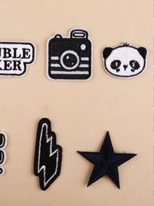 1pc Panda Embroidered Patch Sticker, Modern Polyester Sewing Patch For Home - Black and White - View 4