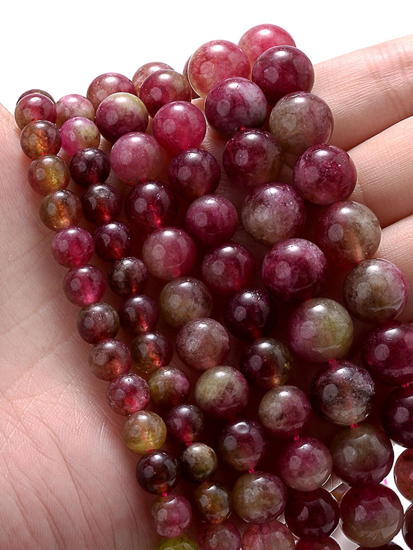 時尚石頭DIY珠子適合女士DIY首飾製作 - 酒紅色 - 查看 1