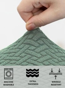 1pc Solid Color Chair Seat Cushion Cover, Minimalist Polyester Chair Seat Cushion Cover For Home - Green - View 3