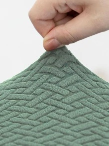 1pc Solid Color Chair Seat Cushion Cover, Minimalist Polyester Chair Seat Cushion Cover For Home - Green - View 5