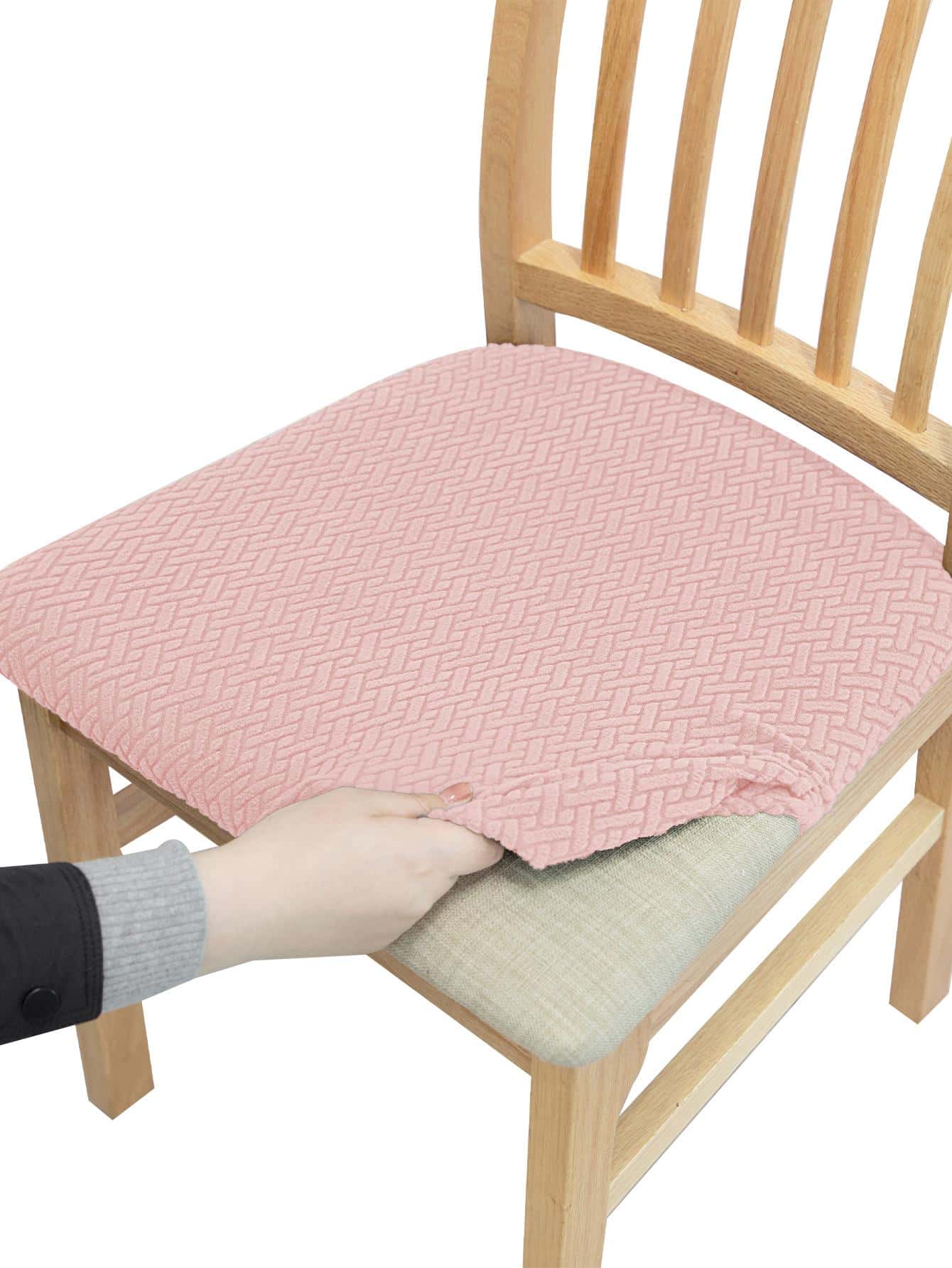 1 Đồng Màu Ghế Đệm, Tối Giản Ghế Polyester Đệm Cho Gia Đình - Hồng - Xem 1