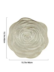 1pc PVC Table Mat, Modern Flower Design Placemat For Home - Rose Gold - View 8
