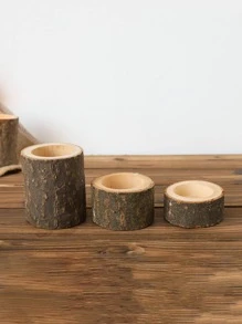 1 pieza Candelabro madera Vela moderno madera diseño para casa - Marrón - Ver 3