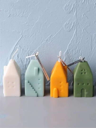 圣诞房屋形状蜡烛模具硅胶模具香薰肥皂模具用于蜡烛制作