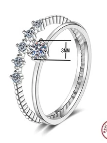 cái/bộ Quyến Rũ Đính Đá Cubic Zirconia Trang Trí Nhẫn Bạc Cho Nữ Cho Quà Tặng Đính Hôn - Bạc - Xem 2