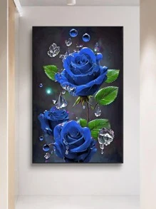 1 bộ tranh kim cương DIY Red Rose - Tranh kim cương tròn dành cho người lớn, thích hợp để trang trí nhà cửa, nghệ thuật treo tường và quà tặng sáng tạo, đồ thủ công làm bằng tay - Màu xanh lam - Xem 1
