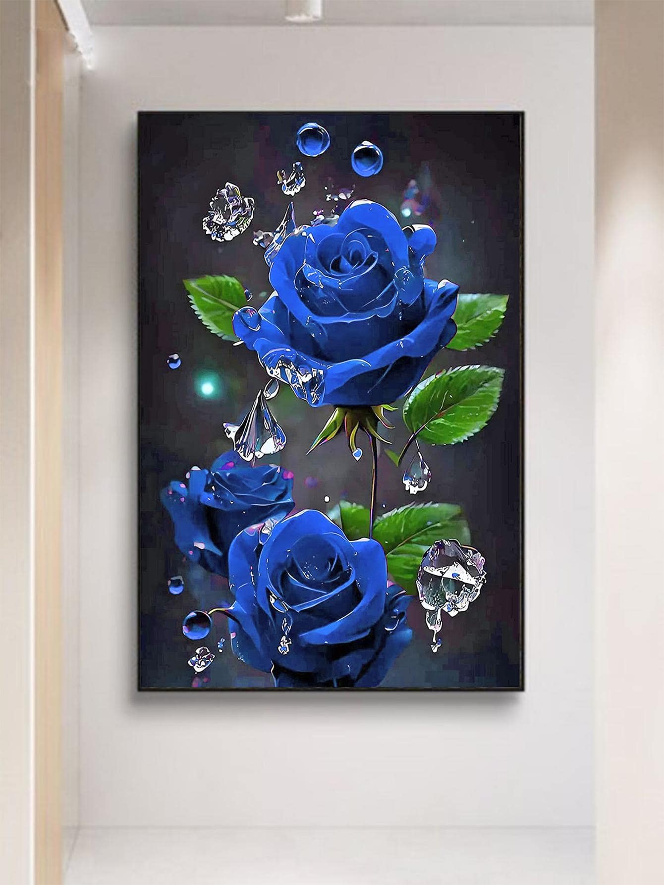 1 bộ tranh kim cương DIY Red Rose - Tranh kim cương tròn dành cho người lớn, thích hợp để trang trí nhà cửa, nghệ thuật treo tường và quà tặng sáng tạo, đồ thủ công làm bằng tay - Màu xanh lam - Xem 1
