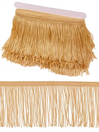 Gland à franges en fibre de polyester de 4 pouces de largeur x 10 mètres de long avec bordure en dentelle, idéal pour les vêtements, les accessoires, les robes de mariée latines, les abat-jour de DIY et les décorations