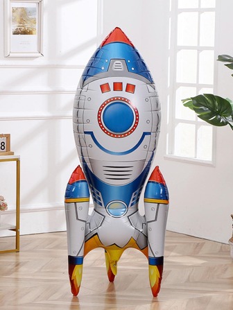 1pc PET Balloon, Cartoon Rocket Shaped Decorative Balloon For Party