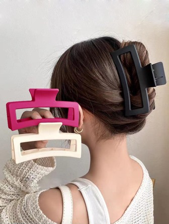 3 st. kvinnor frostade enfärgade fyrkantiga design mode hårklor för dekoration casual, rosa accessoarer klospännen hårspännen hårkäkspänne hårklämmor hårklämmor hårklämma hårfångare klämma, skolsaker, college höst vinter håraccessoarer för kvinnor för semesterkläder kvinna