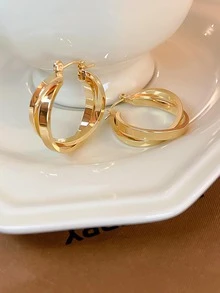 Andkiss 2pcs Minimalist Hoop Earrings
