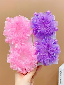 4pcs Girls Faux Pearl Decor Fashionable Hair Tie For Daily Life - Multicolor - View 1