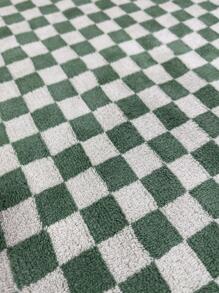 1pc Checkered Pattern Towel, Modern Microfiber Towel For Bathroom, Gym, Hotel - Green - View 4