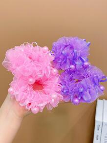 4pcs Girls Faux Pearl Decor Fashionable Hair Tie For Daily Life - Multicolor - View 5