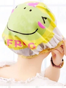 1 pieza/3 piezas Gorro de ducha al azar PVC ducha con estampado de dibujos animados para cuarto de baño - Multicolor - Ver 1