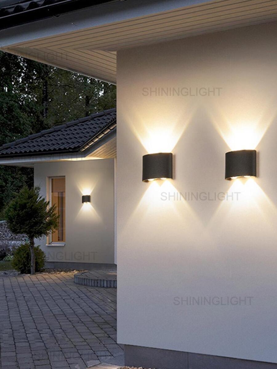 1 Đèn tường nhôm, Đèn treo tường hiện đại chống nước dùng trang trí nhà cửa, sân vườn - màu đen - Xem 1
