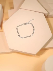 1 Miếng Thời trang Thép không gỉ Trang trí hình học Chuỗi vòng tay Cho nam giới Để Trang Trí Hàng Ngày Màu bạc Màu sắc - Bạc - Xem 1