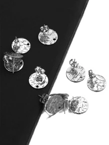 10pcs Embossing Made Stainless Steel Round Stud Earring Posts With Hole Gold Tone DIY Earrings Jewelry Making Supplies Wholesale