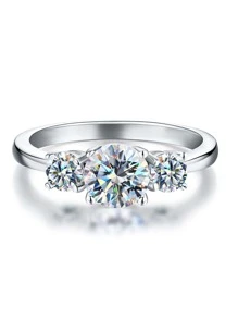Esberry 1 pièce Bague de fiançailles/mariage en argent sterling 925 avec moissanite 1,6 CT et strass. Bague éternité, bague de promesse, bague triple diamant, cadeau de mode pour femmes