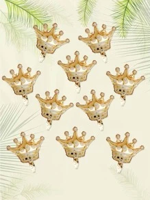 10pcs PE Balloon, Crown Shaped Balloon For Party,Christmas - Gold - View 1