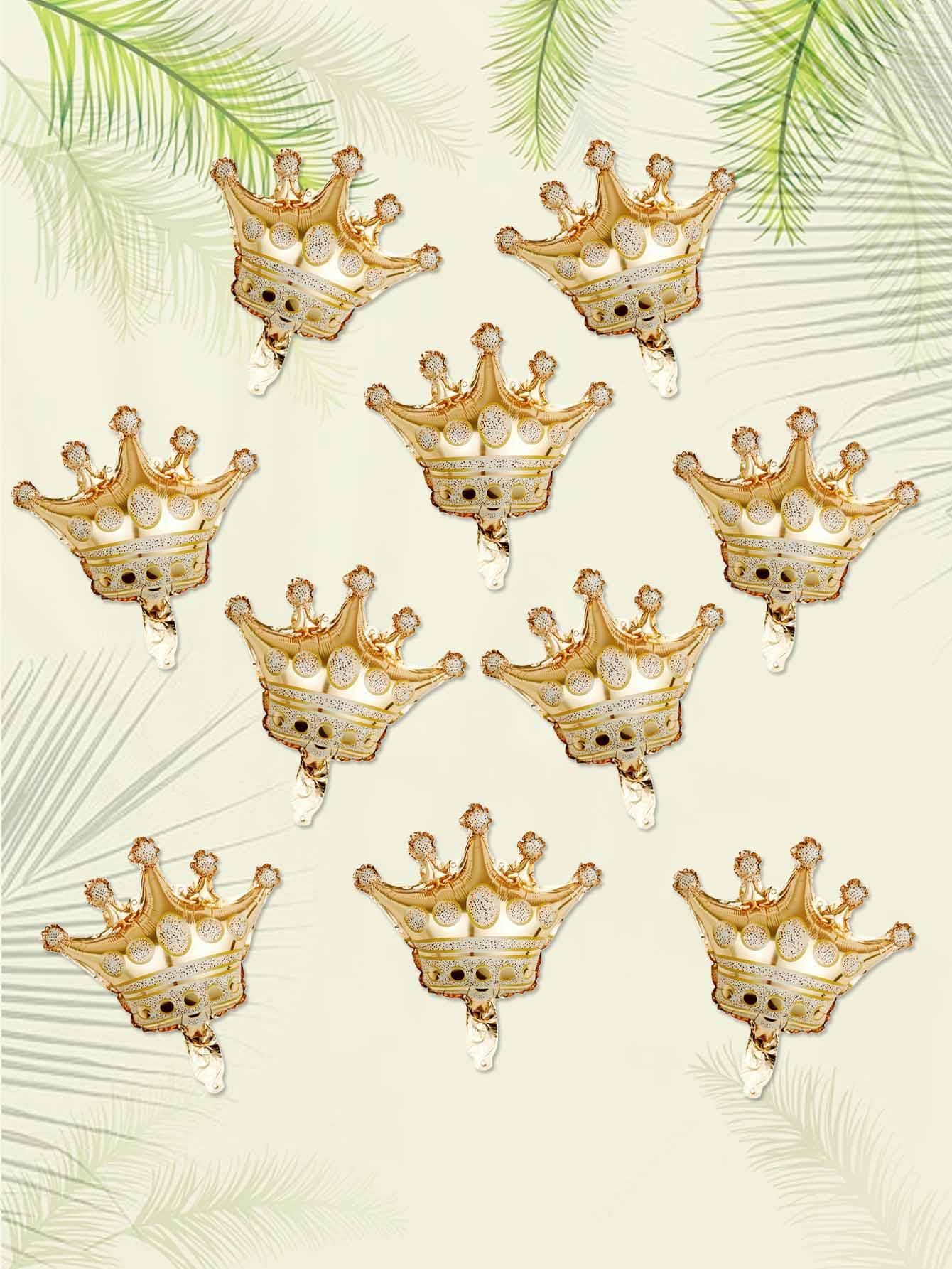 10pcs PE Balloon, Crown Shaped Balloon For Party,Christmas - Gold - View 1