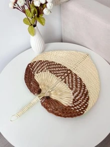 1 cái Quạt trang trí bằng rơm, Quạt thủ công dệt cho gia đình - Nhiều màu - Xem 1