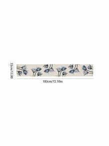 1 Họa Tiết Hoa Bàn Chạy, Vải Lanh Hiện Đại Nhà Bếp Bàn Chạy Để Trang Trí Bàn - Màu xanh lam - Xem 6