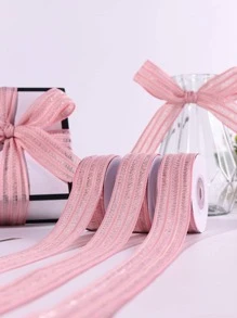 1pc Polyester Gift Ribbon, Wrapping Ribbon For Party - Pink - View 6