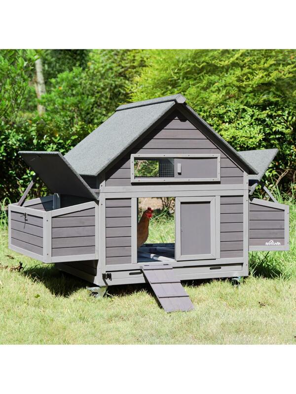 Aivituvin Chicken Coop Wooden Hen House Two Nesting Box Large Chicken